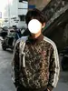 Chaqueta retro americana con cuello alto y estampado de leopardo para hombre, nueva sudadera corta casual suelta a rayas con cremallera para otoño