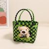 Bolsa de Urso Fofa Plástico Tecido Novo Coelho Desenho Animado Palha de Mão Bolsa de Praia de Férias Cesta de Legumes