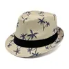 Sombrero de Paja de Papel de Ala Pequeña de Venta Caliente para Hombre Europeo y Americano, Sombrero de Sol de Paja de Verano, Sombrero de Sol de Playa con Estampado de Palmera