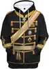 Nuevo suéter de impresión digital 3D de uniforme militar europeo y americano, cosplay de animación, sudadera deportiva con capucha para hombre