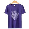 Dia dos Namorados Transfronteiriço Fornecer novos produtos para homens e mulheres Dragão chinês estampado Pullover algodão solto manga curta camiseta feminina