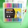 Amazon Transfronteiriço Haste de Prata Ponta Dupla Caneta Aquarela Lavável Base de Água Marcador de Ponta Macia Caneta Gancho de Cor Pincel