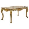 Mesa de Comedor de Mármol Estilo Europeo y Combinación de Sillas Dorada Noble Rectangular Pequeño Apartamento 4-6 Mesa de Comedor Completamente de Madera Maciza