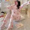Nuevos Pijamas de Primavera y Otoño para Mujer, Pantalones de Manga Larga, Dibujos Animados Lindos, Casual y Cómodos, Ropa de Casa para Dormitorio de Estudiantes, Conjunto de Dos Piezas