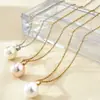 Verano Nueva Moda Elegante Collar Colgante de Perla para Mujer Acero Inoxidable Chapado en Oro de 18K Joyería Retro Casual Al por Mayor