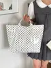 Bolsa Tote Grande Capacidade Feminina Verão Bolinhas Estilo Coreano PVC Transparente Bolsa de Geléia para Trabalho e Deslocamento Bolsa de Mão Feminina
