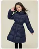 Ropa de Invierno para Niñas Chaqueta Versión Extendida Ropa de Algodón con Relleno de Plumón Chica Elegante de 8 a 14 Años Ropa de Algodón hasta la Rodilla Chaqueta de Algodón de Alta Calidad Moderna