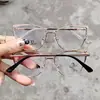 Óculos Ópticos de Metal Olho de Gato Diamante Armação para Sobrancelha Novos Retro Anti-Luz Azul Lentes Planas Armação para Óculos de Miopia