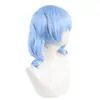 Peruca Cosplay de Idol Streamer Virtual Tongchuan Vtuber Hoshimachi Suisei Azul Gelo Desmontável Rabo de Cavalo Único Cabelo Curto