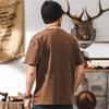 Camiseta de Peso Pesado de Hilo Doble de 32 Hilos Retro Americana para Hombre de Verano de Manga Corta a la Moda con Estampado de Letras Top de Media Manga para Hombre Gris Oscuro