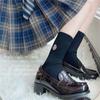 Zapatos Mary Jane para Mujer 2023 Otoño Nuevos Estilo Universitario Sombrío Modernos Combinan con Todo JK Suela Gruesa Tacón Medio Antideslizantes Mocasines