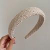 Otoño e Invierno nuevo estilo Chanel diadema de esponja de ala ancha tejida de lana diadema alta para la parte superior del cráneo horquilla para lavar la cara con lentejuelas tocado