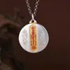 Ciervo Dorado Rey Plata Pura Vintage Pintado en Oro Símbolo Taoísta Colgante Redondo Sólido 999 Plata Pura Adorno Colgante Accesorio