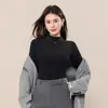Capa base para mujer de cuello medio, adecuada para usar como capa interior o sola, nuevo estilo otoño/invierno 2026, forrada de felpa y engrosada para abrigar, top de otoño con cuello semi-alto