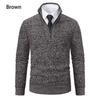 Outono e inverno novo suéter masculino comércio exterior forrado de lã engrossado malhas zíper gola vertical pulôver slim-fit cardigan suéter para homens