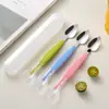 Cuchara raspadora de doble cabeza de acero inoxidable 304 para bebé, cuchara de silicona creativa de doble propósito para frutas, cuchara suave para alimentar alimentos complementarios para bebé