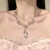 Colar de Coração Borboleta com Contas Estilo Coreano Super Fada Moda de Nicho Doce Versátil Popular Mesmo Estilo Colar de Alta Qualidade