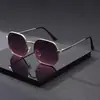 Óculos de Sol Transfronteiriços para Mulheres, Óculos de Sol Anti-UV, Óculos de Metal para Mulheres com Rostos Grandes, Efeito Emagrecedor, Óculos de Sol de Alta Qualidade para Mulheres