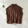 Foto Real de Camisa Casual Artística Holgada de Manga Corta con Cuello, Camisa de Color Sólido con Cordón, Top de Algodón y Lino, Verano 2026