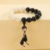 Pulsera de jade blanco y sándalo negro bodhi, cuentas redondas de tai chi, raíz de bodhi alrededor del dedo, suave, natural, joyería para amantes de hombres y mujeres, venta al por mayor
