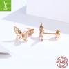 Aretes de Mujer de Plata Esterlina 925 de Venta Caliente Transfronterizo Europeo y Americano Aretes de Moda Simples y Elegantes de Mariposa de Ensueño Sce452