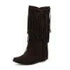 32-48 Comércio Exterior Estação Independente Transfronteiriça Outono e Inverno Franja Botas Femininas Bico Quadrado Pequeno Cor Sólida Casual Moda Coreana Botas H679