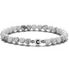Pulsera de cuentas de turquesa blanca de 6 mm de venta caliente europea y americana, pulsera de letras para pareja para hombre, joyería de estación independiente transfronteriza