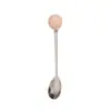 Cuchara de Acero Inoxidable Creativa Taza de Alto Valor Cucharilla de Café Souvenir Cuchara con Perla Redonda Cuchara para Postre Cuchara para Remover