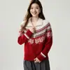 Suéter 100% cachemira pura, nueva colección otoño/invierno para mujer, patrón Fair Isle, engrosado, doble cremallera, cuello semi-alto, cárdigan de punto