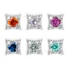 Pendientes Cuadrados de Azúcar con Clavo de Aleación de Titanio F136 Chapados en Oro Blanco Engaste de Garras Circonita de Color Clavo de Rosca Interna Pendiente de Lóbulo Piercing Joyería Cabeza