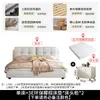 Cama moderna minimalista de couro genuíno, cama de casal estofada de luxo leve para quarto principal, cama de casal dupla de tecido tecnológico com armazenamento de 1,68m