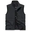 Colete Masculino para Primavera, Verão, Outono, Tamanho Grande, Caimento Solto, Gola Alta, Roupa de Trabalho, Jaqueta Sem Mangas Casual para Pesca ao Ar Livre