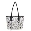 Bolso Grande de Color Contrastante para Mujer 2026 Primavera/Verano Nuevo Lindo Estampado de Dibujos Animados Bolso de Hombro Versátil Bolso Tote de Moda