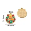 Pingente de Aço Inoxidável Desenho Papai Noel com Design de Gotejamento de Óleo, Pulseira DIY Feita à Mão, Colar, Chaveiro, Enfeite Pendente, Acessório