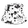 Venta caliente transfronteriza sombrero de pescador de panda de dibujos animados femenino coreano ocio vaca doble cara de ala plana sombrero para el sol al por mayor