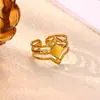 Anillo Cruzado de Acero Inoxidable Chapado en Oro de 18 Quilates, Estilo Nuevo Europeo y Americano, para Mujer, Versátil para el Uso Diario, Joyería de Anillo Abierto Simple y a la Moda
