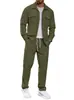 Conjunto Masculino Casual Esportivo de Duas Peças Transfronteiriço Europeu e Americano Amazon Jaqueta Simples com Lapela e Bolsos com Botão Calças de Perna Reta Conjunto