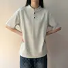 Moda Masculina Casual de Verano Color Sólido Cuello Henley Talla Grande Manga Corta Camiseta Estilo Versátil