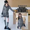 Conjunto de Tricô Estilo Acadêmico Coreano para Meninas Outono 2026 Novo Elegante Suéter com Lapela Conjunto de Duas Peças Curto Plissado