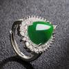 Yihua plateado con anillo de jade verde para mercancía piedra desnuda grande diamante completo forma de pera jade verde ágata con mercancía moda más vendido suministro al por mayor