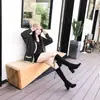 Botas Largas Sexy y de Moda con Tacón Alto, Nuevo Estilo Otoño e Invierno 2025, Botas Finas de Tacón Grueso por Debajo de la Rodilla de Moda