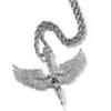 Europa e Estados Unidos joias transfronteiriças estilo retrô neutro ouro diamante Asas de Anjo homens e mulheres rap hip-hop colar atacado