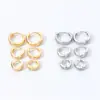 Pendientes Transfronterizos con Circonita de Doble Capa, Nuevo Estilo 2025 Pendientes de Aro Pequeños Lisos, Pinzas para Orejas Personalizadas No Extraíbles, Tachuelas y Accesorios de Estilo Japonés y Coreano