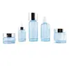 Conjunto de cuidados com a pele cilíndrico em estoque, frascos de vidro 30-120ml para loção, frascos transparentes, potes para creme com fundo espesso 30g 50g