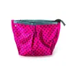 Bolsa de maquiagem feminina com zíper vermelho e bolinhas, bolsa de cosméticos criativa para viagem, bolsa de cosméticos de nylon para lavar as mãos