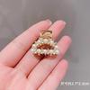 Horquilla de pelo con perlas y diamantes de imitación para mujer, pequeña y exquisita, con flequillo, pinza pequeña para sujetar la cabeza, accesorio para la cabeza
