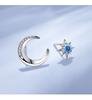 Colar Damila Prata de Lei s925 Lua estrela Zircônia azul Estilo coreano oito pontas estrela zircônia pulseira conjunto joias atacado