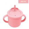 Copo de água de silicone para crianças, bebê aprendendo a beber água, copo de água dois em um antiqueda, copo de canudo binaural para bebês e crianças pequenas
