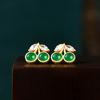 Elegantes pendientes Elliot High de imitación de jade chapado en oro con forma de corazón y cereza, con diseño de nicho, que combinan con todo para principios de verano.