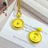 Colgante de Calabaza Chapado en Oro Tendencia de Tiktok, Dios de la Riqueza Amarillo, Brújula de los Ocho Tesoros Propicios, Cadena para Suéter de Cuerda para Cumplir Deseos al por Mayor